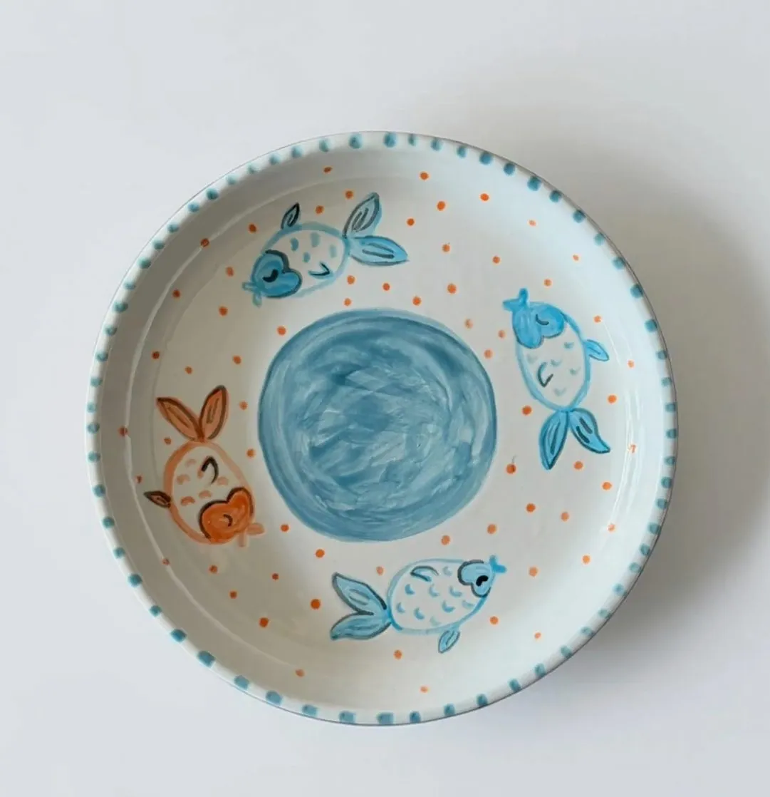 Her / Earth Hand-Painted Large Ceramic Plate — 1